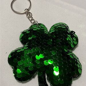 St. Patrick’s Day Purse Charm Green Sequin Shamrock